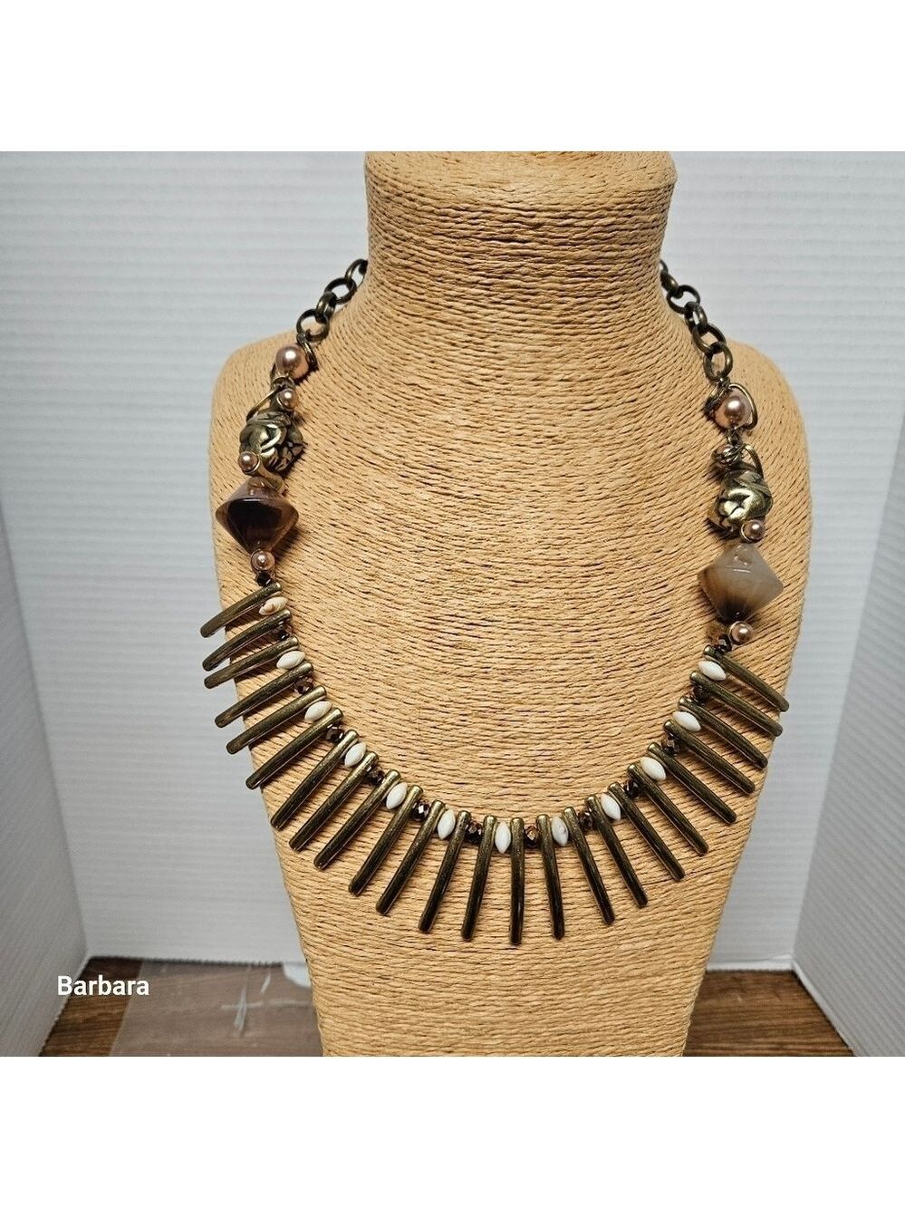 Vintage 80s Tribal/Boho Bead and Metal Accent Necklace